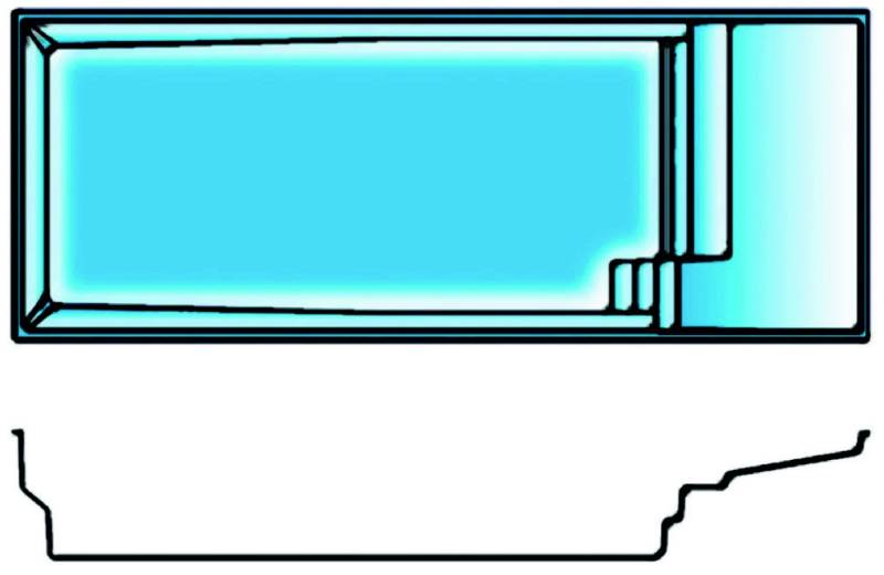 Gamme Plaisance Media Plage – Piscine coque avec plage moderne – Piscines Provence Polyester à Brignoles près d’Aix-en-Provence