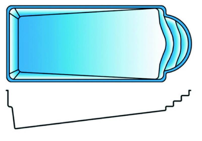 Romaine Fond Pente – Piscine coque romaine fond incliné – Piscines Provence Polyester à Brignoles près d’Aix-en-Provence