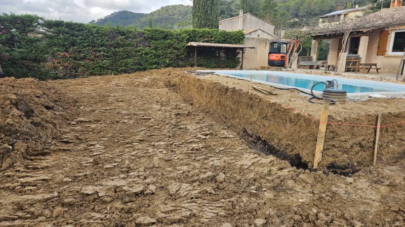 Terrassement de fondation pour mur banché